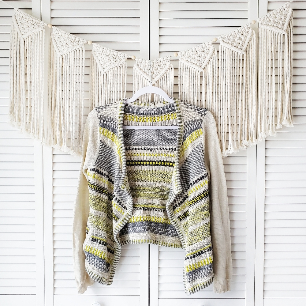 ANTHRO MOTH Chaux Metallic Knit Cardigan Sweater M